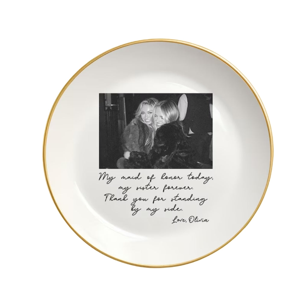 Custom Photo Maid of Honor Jewelry Dish for Sister, Personalized Sister Maid of Honor Jewelry Dish from Bride WD0039