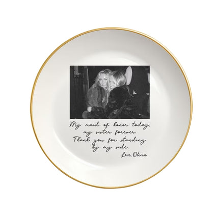 Custom Photo Maid of Honor Jewelry Dish for Sister, Personalized Sister Maid of Honor Jewelry Dish from Bride WD0039