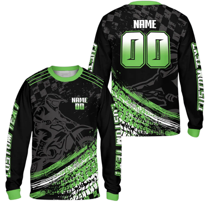 Custom Black Red Motocross Long Sleeve Jersey For Men, Custom Dirt Bike Shirts ME0058