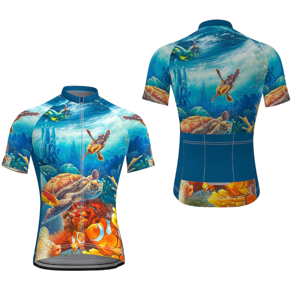 Ocean Blue Cycling Short Sleeve Jersey For Men, Ocean Cycling Jersey CZ0158