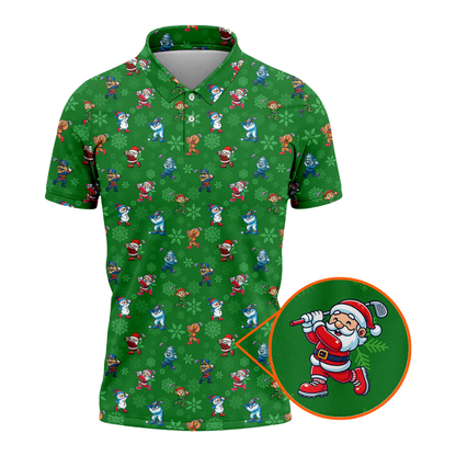 Character Christmas Green Golf Mens Polo Shirt, Christmas Golf Shirt Men GZ0338
