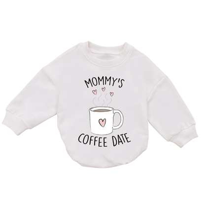 Mommy's Coffee Date Baby Romper Sweatshirt, Coffee Lover Baby Romper Sweatshirt BB0177