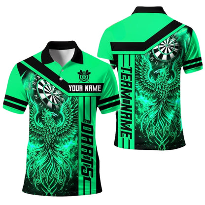 Custom Phoenix Flame Red Black Dart Polo Shirt For Men, Custom Phoenix Darts Shirt For Team DE0089