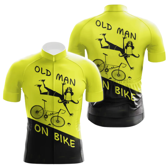 Old Man On Bike Short Sleeve Cycling Jersey For Mens, Funny Cycling Jerseys CE0011