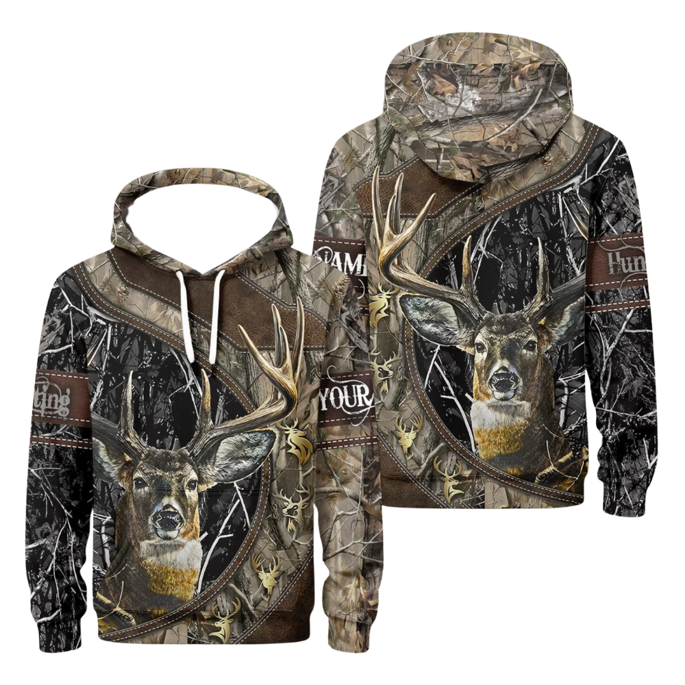Deer Hunting Custom Brown Camo 3D Hoodie For Men, Personalized Deer Hunter Hoodie 2D1147
