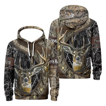 Deer Hunting Custom Brown Camo 3D Hoodie For Men, Personalized Deer Hunter Hoodie 2D1147