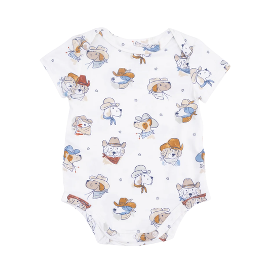 Dog Cowboy Baby Short Sleeve Bodysuit, Western Dog Bodysuit Baby BB0673