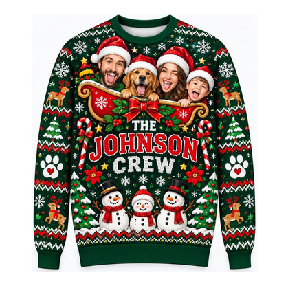 Custom Family Photo Ugly Christmas Sweater, Custom Family Name Christmas Ugly Sweatshirt 2D1213