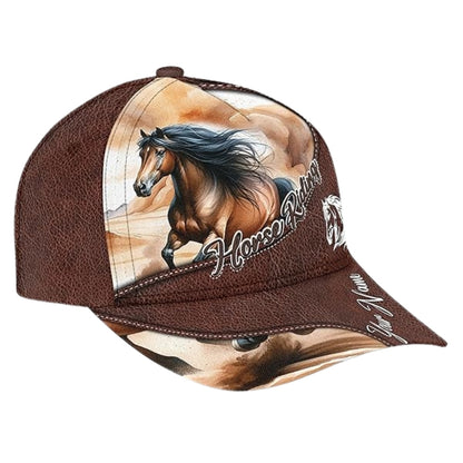 Horse Riding Custom Name 3D Baseball Cap, Custom Horse Riding Caps Hats CP0194