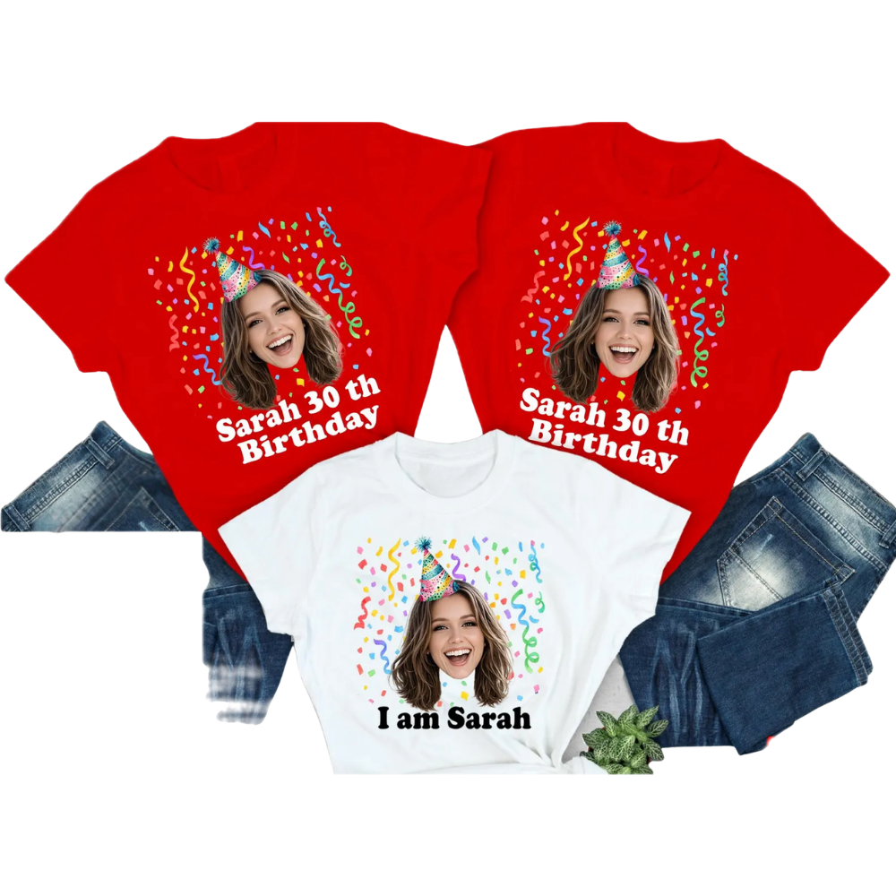 Custom Face 30th Birthday Crew Matching T Shirt, Custom Photo Birthday Matching Shirts ET0850