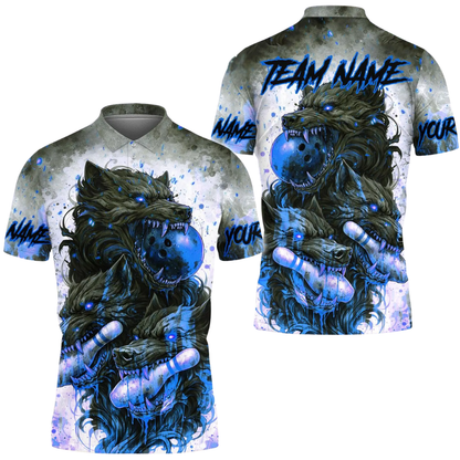 Custom Wolf Bowing Polo Shirt For Men, Custom Wolf Team Bowling Shirts BE0195