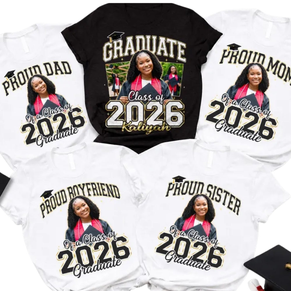 Custom Photo Graduate Matching Family T Shirt, Personalized Matching Graduate Family Shirts ET0651