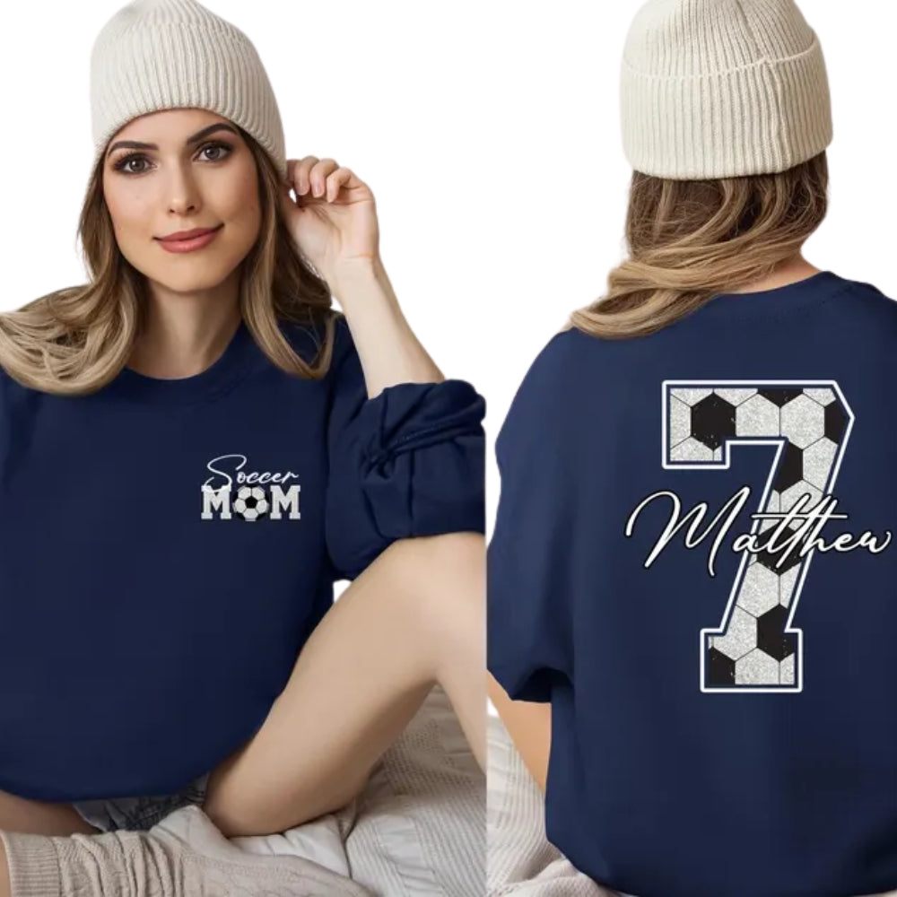 Custom Soccer Mom Sweatshirt With Name Number, Custom Soccer Mama Sweatshirt 2D0506