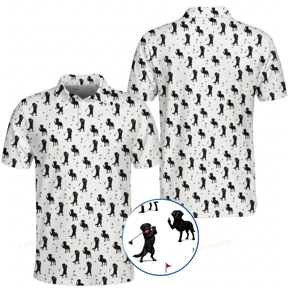 Black Labrador Golf Polo Shirt For Men, Labrador Golf Shirts GZ0369