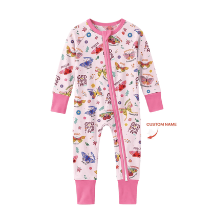God Says I Am Custom Butterflies Baby Convertible Zippy Romper, Custom Christian Faith Baby Romper Convertible BB0950