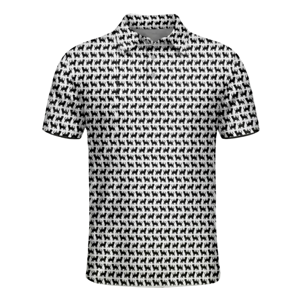Men's Black Cat Golf Polo Shirt, Cat Lover Golf Shirt GZ0376