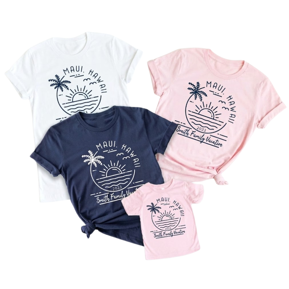Personalized Hawaiin Trip Family Matching T Shirt, Custom Beach Vacation Family Shirts ET1322