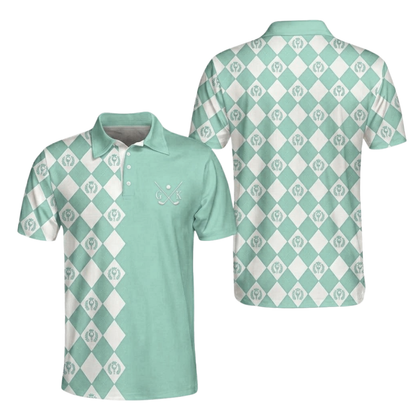 Custom Argyle Pink Golf Polo Shirt Mens, Custom Initial Name Argyle Golf Shirts GE0577