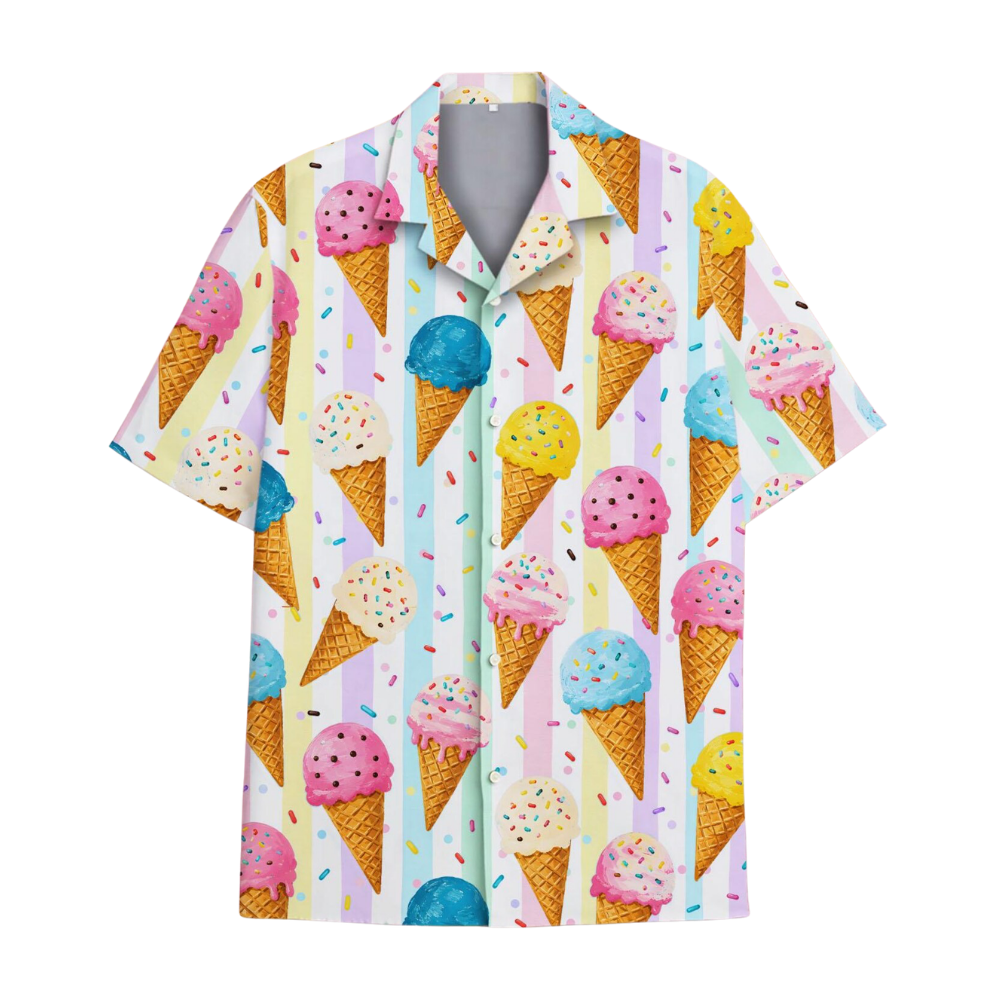Colorfull Ice Cream Hawaiian Shirt For Women Men, Ice Cream Hawaiian Shirts HE0523