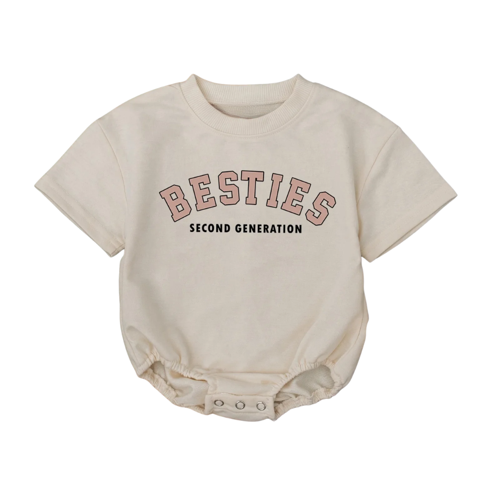 Baby's Besties Second Generation T Shirt Bubble Romper, Matching Best Friend Baby Romper BB0294