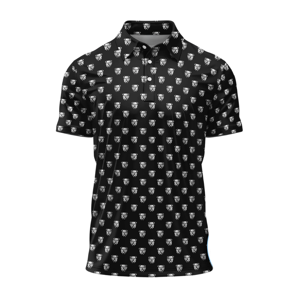 Men's Bulldog Black White Golf Polo Shirt, Bulldog Golf Shirt For Dog Lover GZ0359