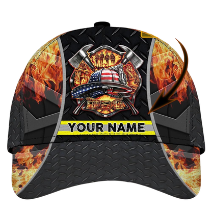 Custom Firefighter Flame Baseball 3D Printed Cap, Custom Name Fireman Cap Hat CP0558