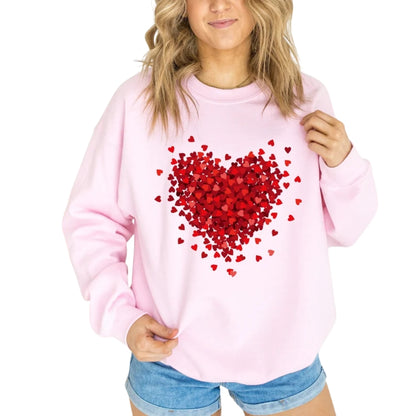 Womens Heart Sweatshirt, Valentine day Heart Sweatshirt 2D0851