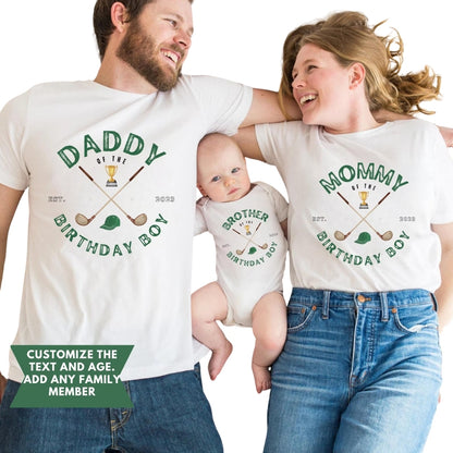 Custom Matching Golf First Birthday Boy Family T Shirts, Custom 1st Birthday Golf Shirts For Family ET0548