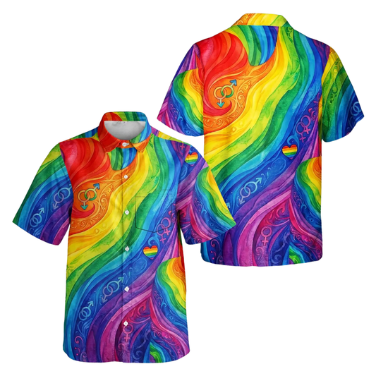 Colorful Rainbow LGBT Hawaiian Shirts, LGBTQ+ Pride Month Hawaiian Shirts HE0243