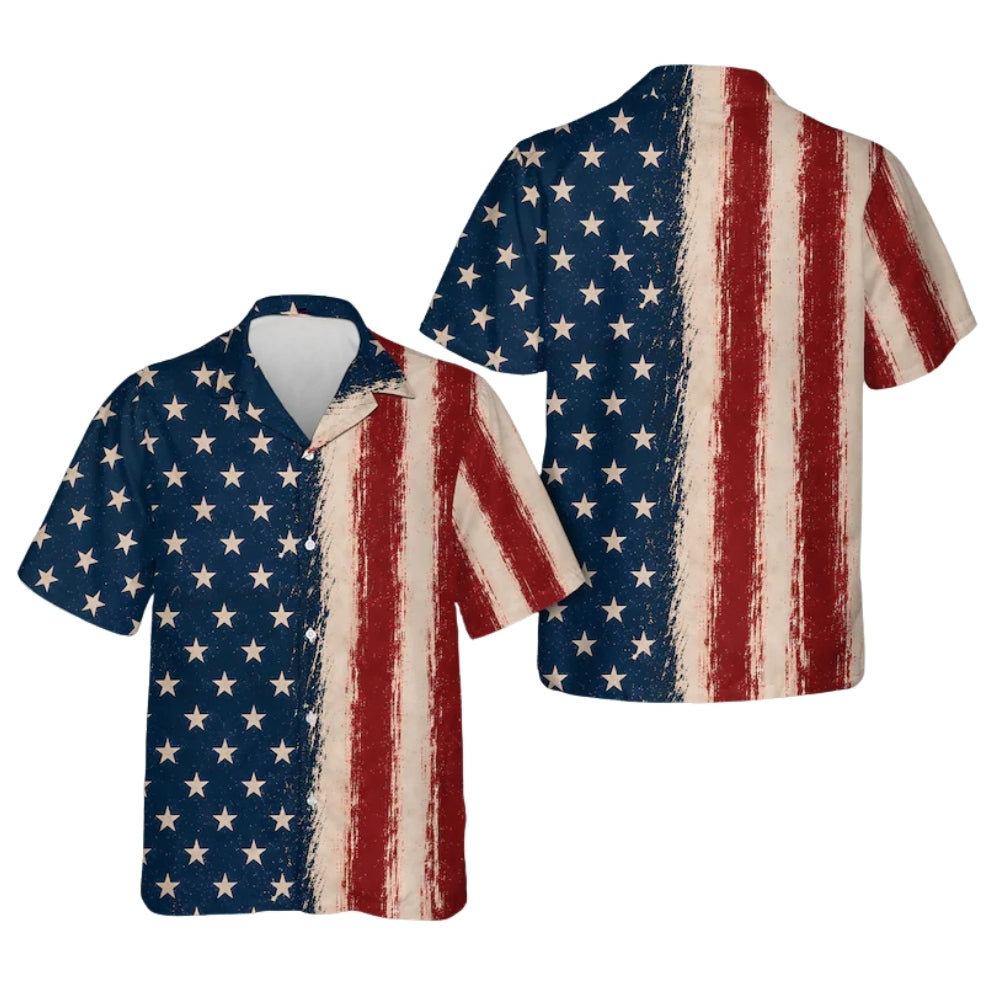 Vinatge American Flag Hawaiian Shirt For Men Women, Patriotic Hawaiian Shirts HE0605
