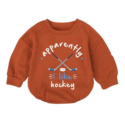 Apparently I Like Hockey Baby Romper Sweatshirt, Hockey Romper Sweatshirt Baby BB0689