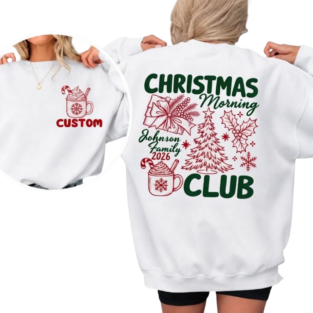 Custom Christmas Morning Club Matching Family Sweatshirt, Custom Christmas Family Sweatshirt ET1645