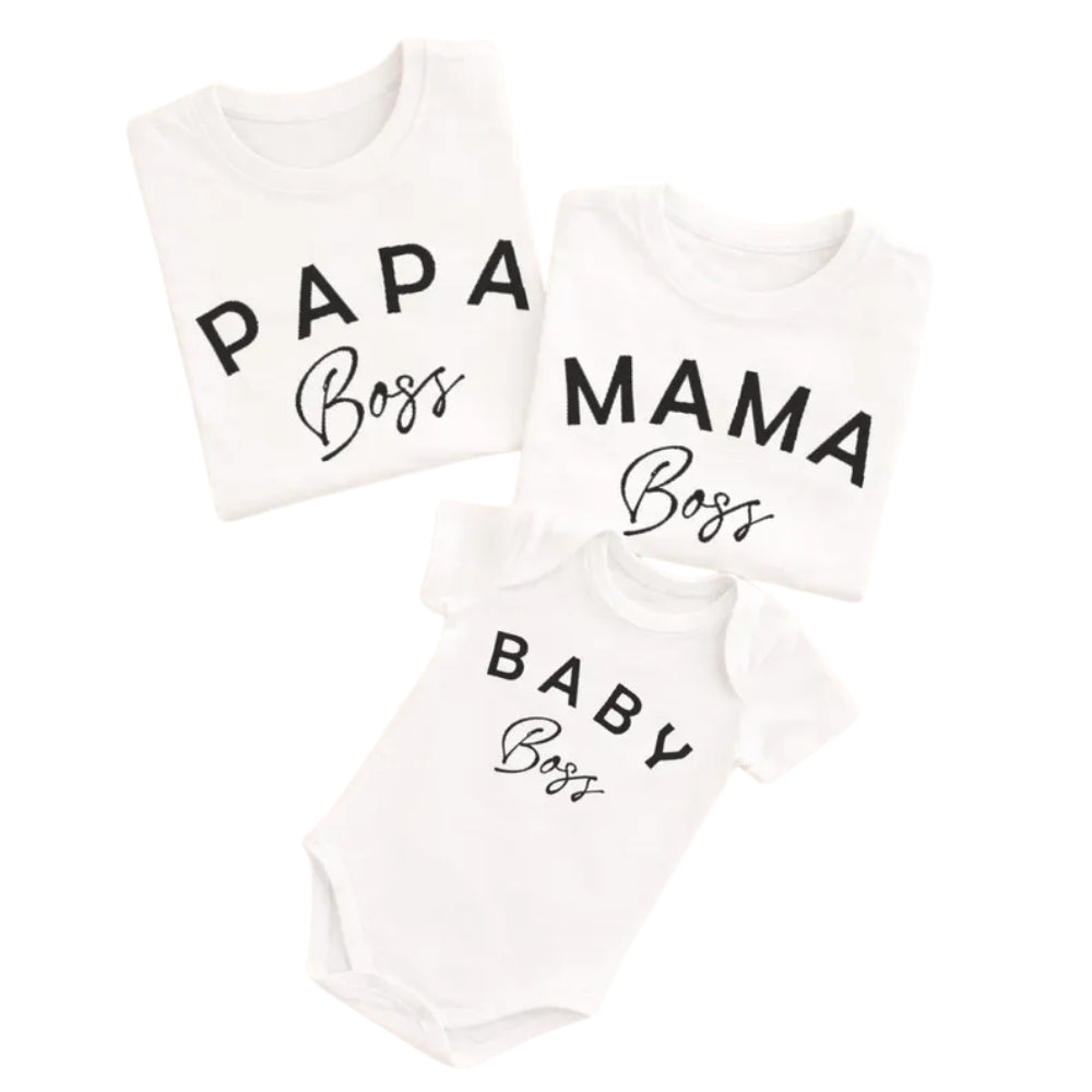 Papa Boss Mama Boss Baby Boss Matching Family T Shirts, Custom Family Boss Matching Shirts ET0689