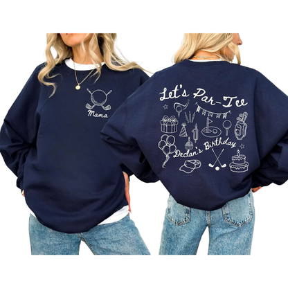 Let's Par-Tee Golf First Birthday Matching Family Sweatshirt, Personalized Golf 1st Birthday Family Sweaters ET1540
