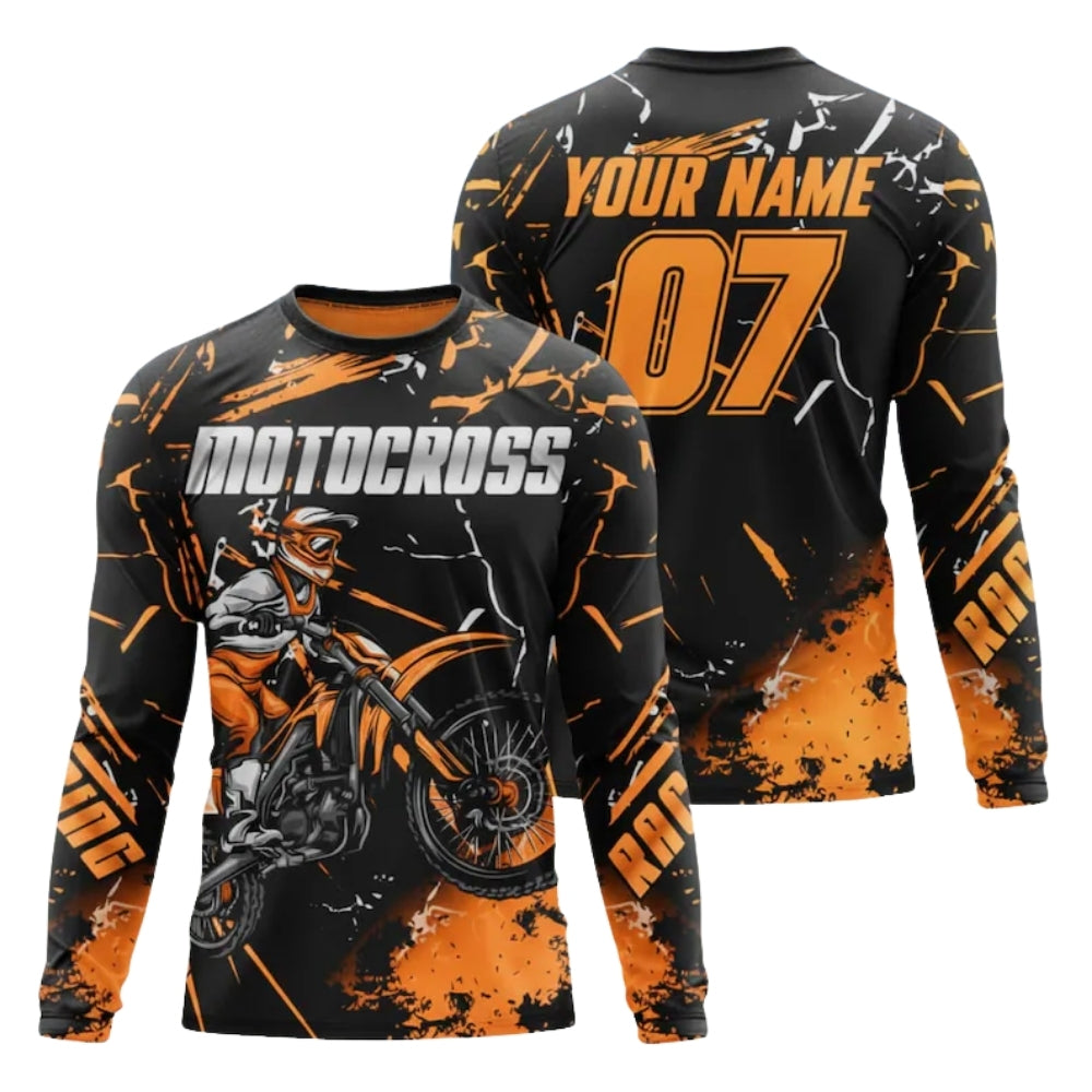Custom Red Black Motocross Racing Long Sleeve Jersey Shirts For Men, Personalised MX Jersey ME0043