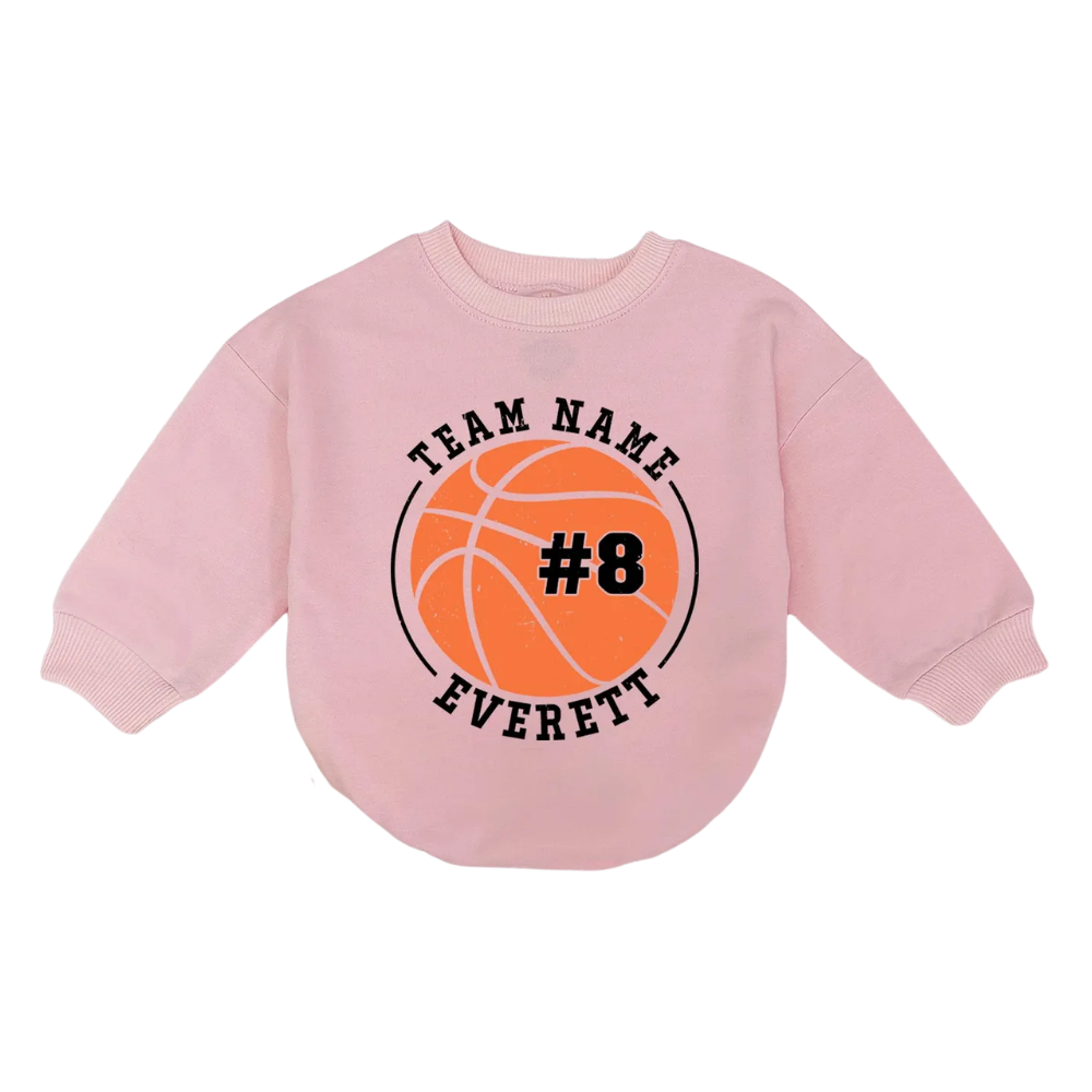 Custom Basketball Baby Romper Sweatshirt With Team Name, Personalized Basketball Baby Romper Sweatshirt BB0168