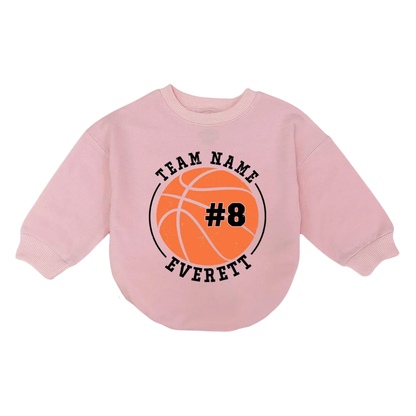Custom Basketball Baby Romper Sweatshirt With Team Name, Personalized Basketball Baby Romper Sweatshirt BB0168