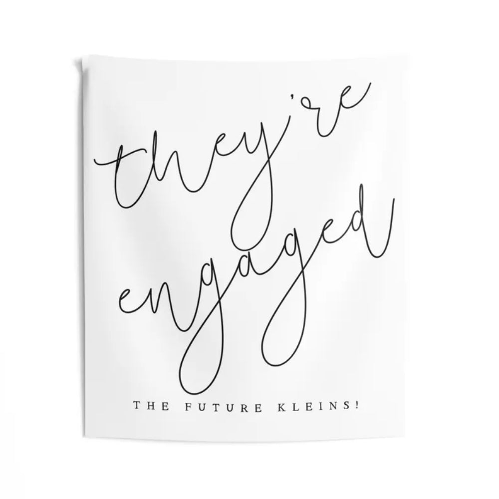 They're Engaged Personalized Engagement Party Minimalist Banner, Custom Engagement Banner WD0416