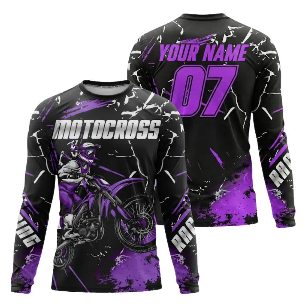 Custom Red Black Motocross Racing Long Sleeve Jersey Shirts For Men, Personalised MX Jersey ME0043