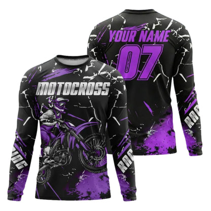 Custom Red Black Motocross Racing Long Sleeve Jersey Shirts For Men, Personalised MX Jersey ME0043