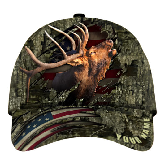 Custom Elk Hunting Baseball 3D Printed Cap, Custom Elk Hunting Cap Hat CP0494