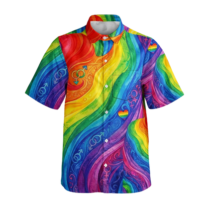 Colorful Rainbow LGBT Hawaiian Shirts, LGBTQ+ Pride Month Hawaiian Shirts HE0243