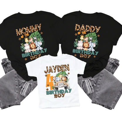 Custom Matching Safari Birthday Family T Shirts, Custom Animal Matching Family Shirts For Birthday Boy ET0405
