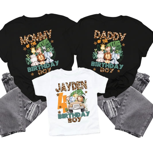 Custom Matching Safari Birthday Family T Shirts, Custom Animal Matching Family Shirts For Birthday Boy ET0405