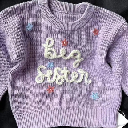 Big Sister Little Sister Baby Embroidered Sweater, Sister Sibling Baby Sweatshirt BB0775