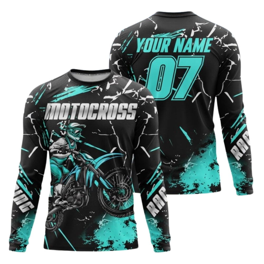 Custom Red Black Motocross Racing Long Sleeve Jersey Shirts For Men, Personalised MX Jersey ME0043