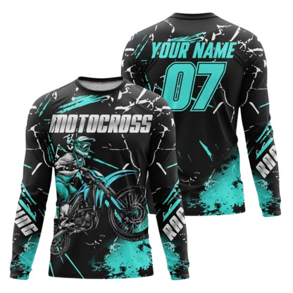 Custom Red Black Motocross Racing Long Sleeve Jersey Shirts For Men, Personalised MX Jersey ME0043