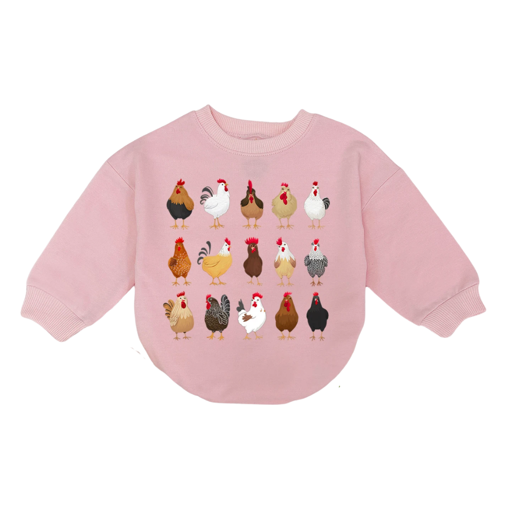 Chicken Farm Animal Baby Romper Sweatshirt, Chicken Lover Baby Romper Sweatshirt BB0170