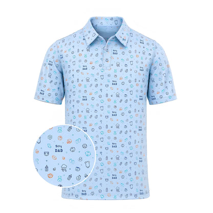 Men's Boy Dad Blue Golf Polo Shirts, Father's Day Golf Shirts GE0408