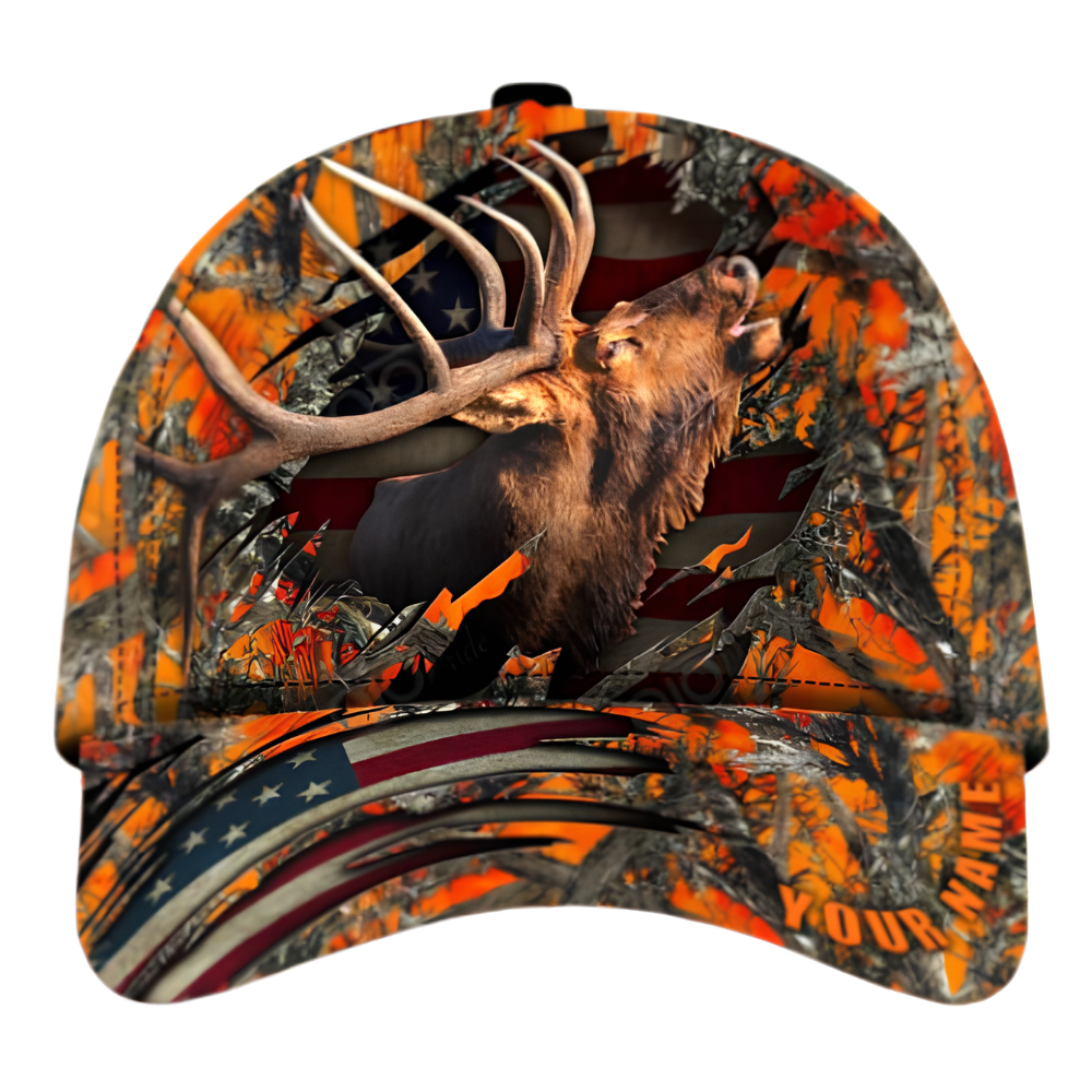 Custom Elk Hunting Baseball 3D Printed Cap, Custom Elk Hunting Cap Hat CP0494